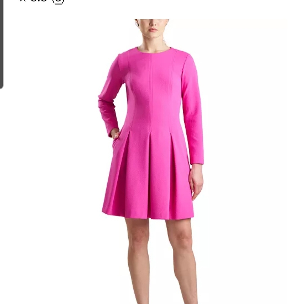New! Natori Vibrant Pink Long Sleeve Dress